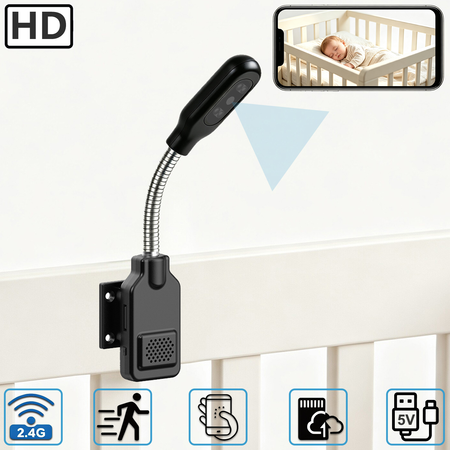 Hd Zero Camera - Flexibele zwanenhals baby- en huisdiermonitorcamera, WiFi-beveiligingscamera