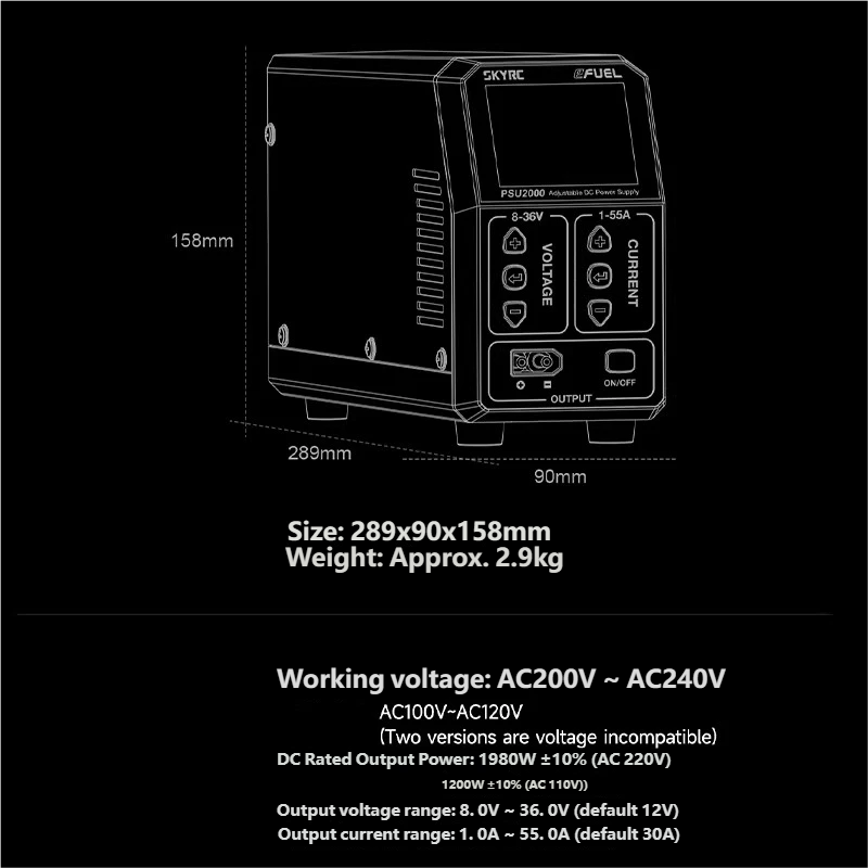 SKYRC PSU2000 1980W Verstelbar - Rc Drone recensie en prijs