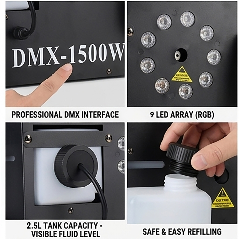 1500W Fog Rookmachine RGB 9X3W - Smoke Stopper recensie en prijs